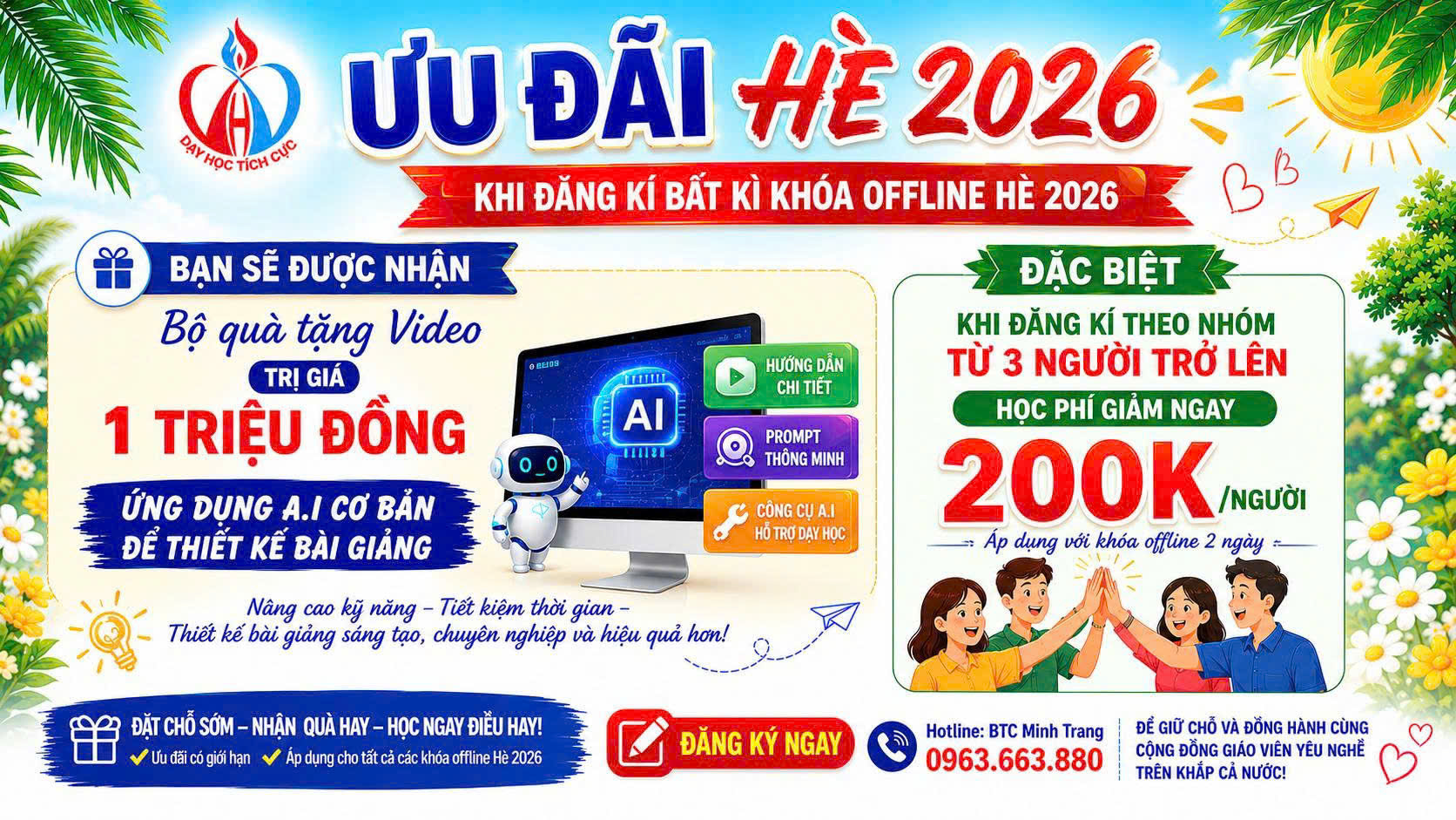 Ưu đãi Hè 2026 - Bộ quà tặng Video Ứng dụng A.I để thiết kế bài giảng